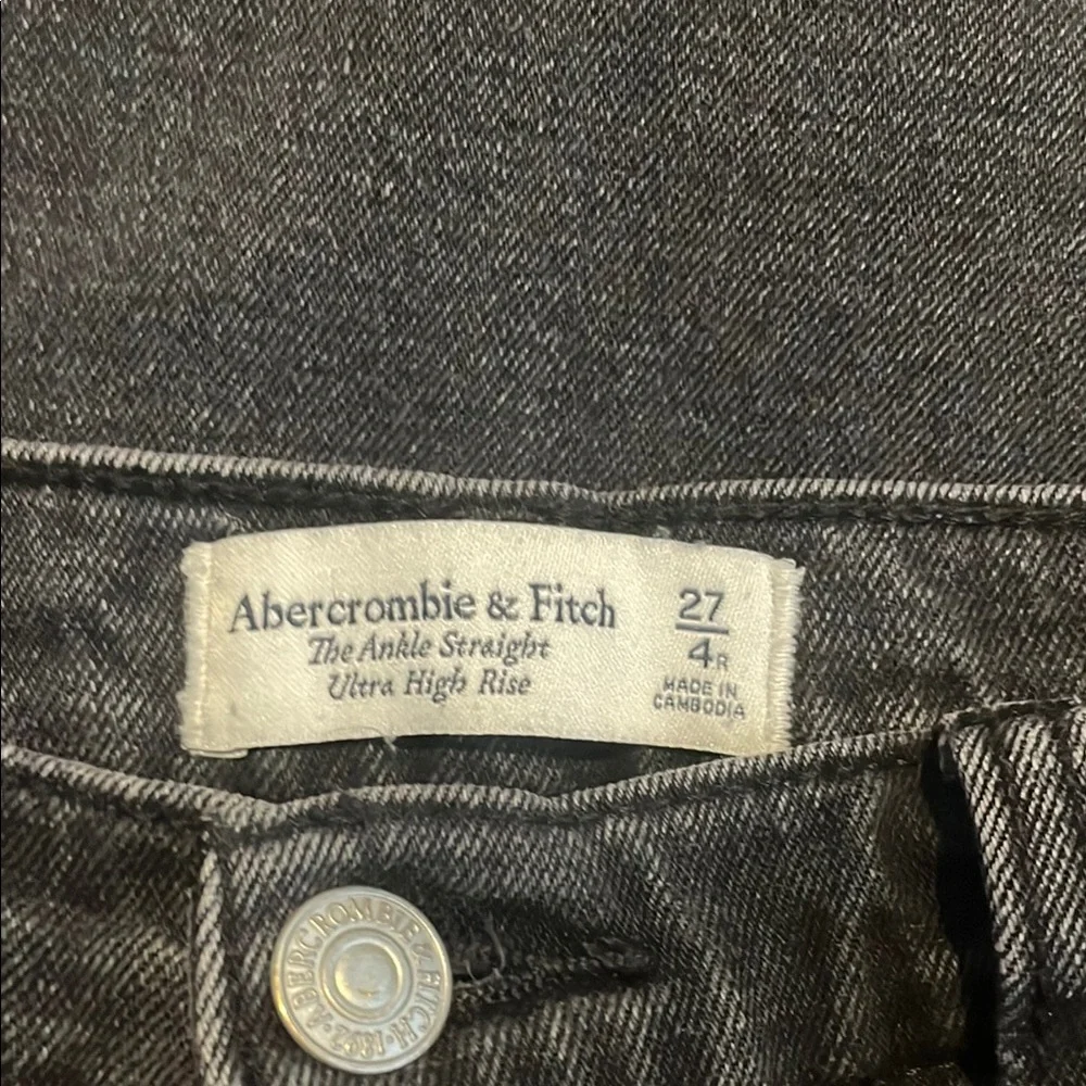 Abercrombie & Fitch Black Ripped Straight Leg Jeans - Picture 4 of 5